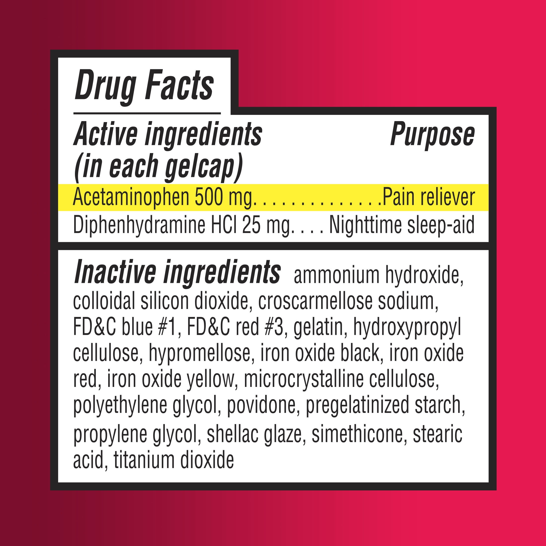 Equate Extra Strength Acetaminophen PM Pain Reliever/Sleep Aid Rapid Release Gel-caps, 500 mg, 20 Count