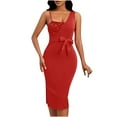 thumbnail image 3 of Sentmoon Sparkle Dress Trendy Womens Athletic Dress 2026 Summer Solid Color One Shoulder Patchwork Slit Regular Fit Spring Wedding Guest Dress Red XXL, 3 of 9