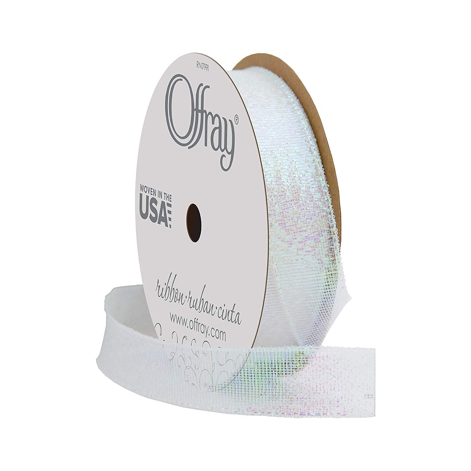 Offray Ribbon Silver Polyester Ribbon, 0.8" x 3.1"