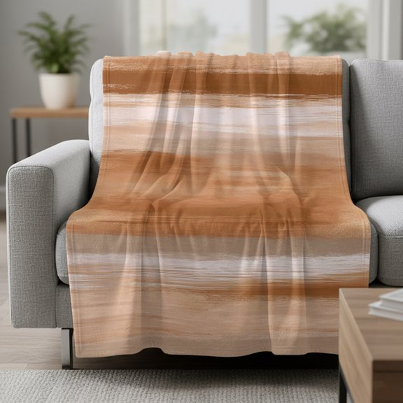 Flannel Fleece Throw Blankets Watercolor Brown Abstract Texture Throws Blankets, Modern Minimalist Art Lightweight Soft Warm Blanket for Couch Sofa Bed Living Room All Season Use, 30x40in