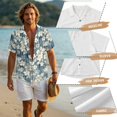 thumbnail image 6 of FOR U DESIGNS Cherry Blossom Stripe Print Couple Outfits Womens Dress and Mens Shirt, Linen-Style V Neck Men Button Down Shirt Flowy Soft Women Sleeveless Sundress, 6 of 7
