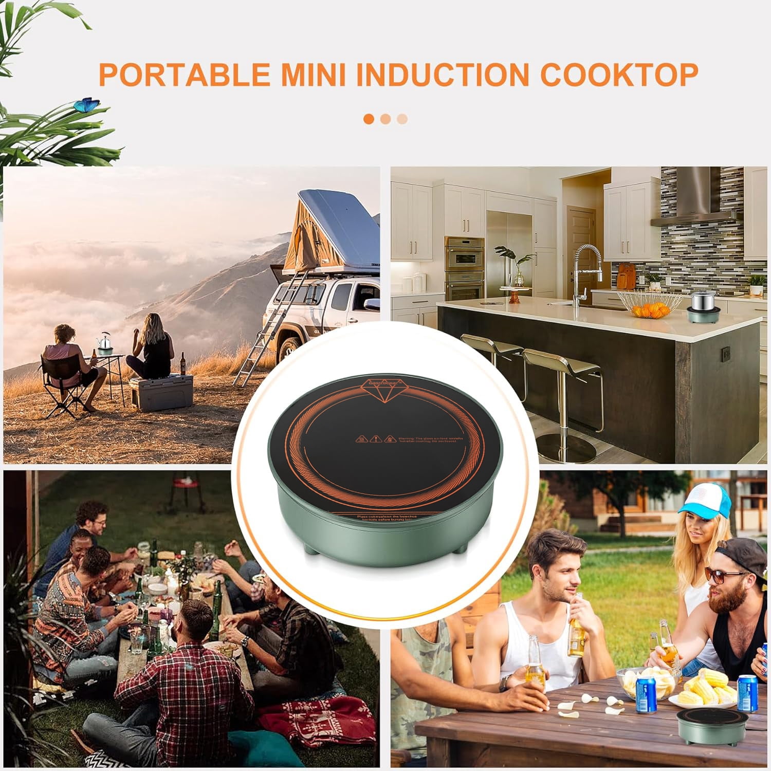 Abangdun 700W 85V~120V Induction Cooktop with 4-Cup 200ml Stainless Steel Moka Pot Mini Electric Stove Portable Small Hot Plate Cooker for Brewing Coffee Tea External Wired Control Panel