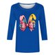 thumbnail image 2 of Camisetas Casuales de las Mujeres Impresas 3/4 Manga Cuello Redondo Blusa, Moda Ligera Superior para el Hogar Y el Uso Diario, Cómoda Imitación de la Tela Del Estante, 2 of 5