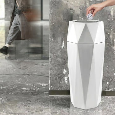 Open-Top Commercial Garbage Can Silver Indoor Large Trash Can 27.56in  Lid 25L