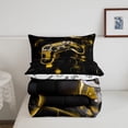 thumbnail image 5 of King Size Gaming Comforter Set Gamer Bedding Sets for Teen Bedroom Decor,Yellow and Black Geometric Checkered Bedding Comforter Sets Video Game Quilt Bed Set 3Pcs, 5 of 7