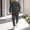 Dark Gray, variant on Men's Embossed Diamond Knit Tracksuit Outfit, Long Sleeve Crew Neck Sweatshirt & Drawstring Jogger Sweatpants, Fashion Spring Fall Streetwear Two Piece Suit Khaki