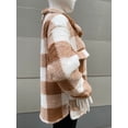 thumbnail image 2 of Fluffy Plush Checked Teddy Velvet Jacket for Women, 2 of 6