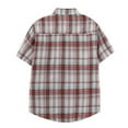 thumbnail image 3 of Inglocry Mens Button Down Shirts Regular Fit Short Sleeve Casual Plaid Flannel Shirt Hawaiian Shirt For Men Red 3XL, 3 of 7
