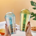 thumbnail image 4 of Glass with lid and straw, Plastic, 560ml, Blue, 4 of 5