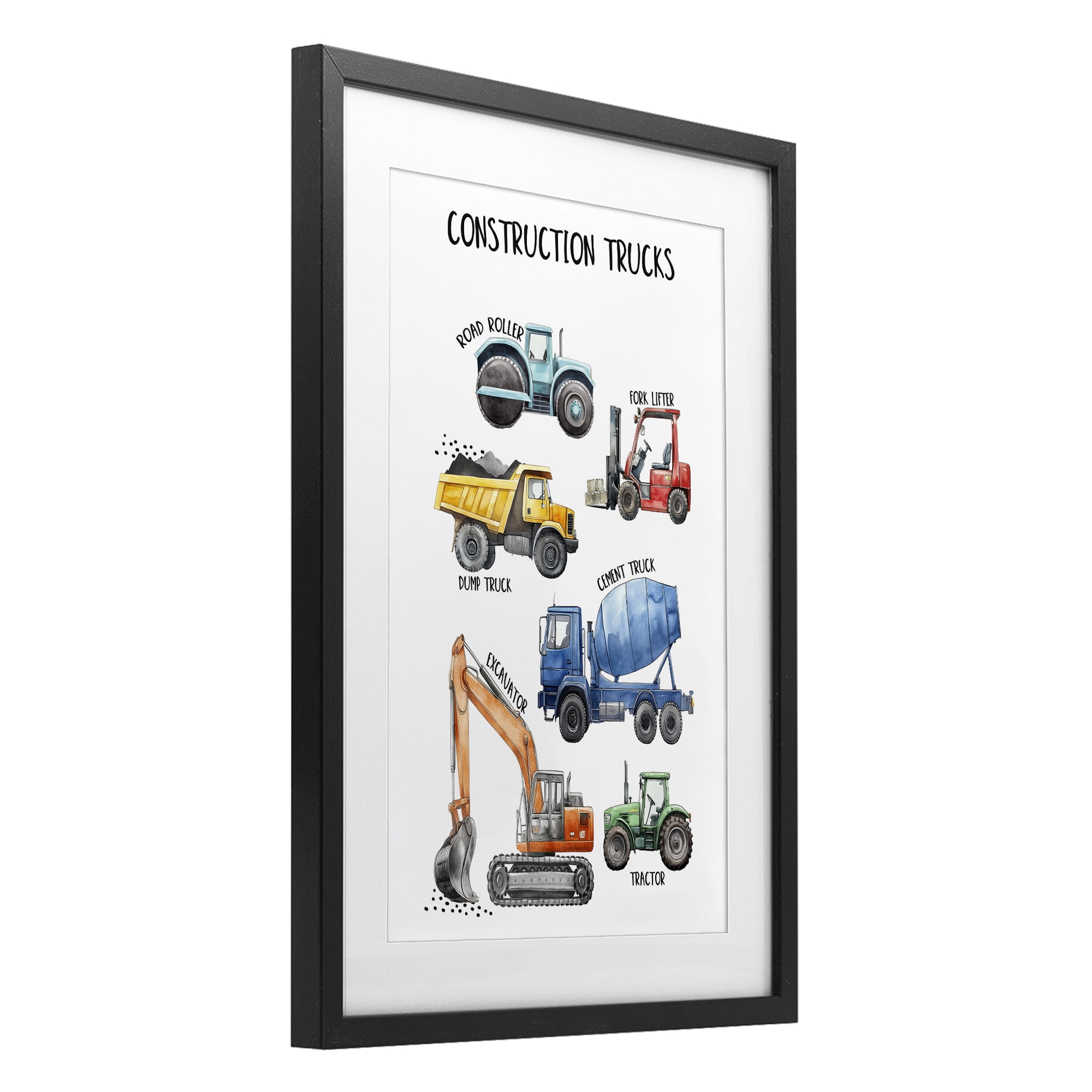Stupell Industries Utility Trucks Construction Black Framed Print Under Glass, design by Christine Simpson Art