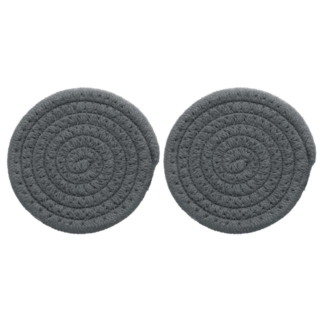 2Pcs Manteles Individuales Redondos Trenzados, 4.3" Manteles Tejidos para Mesa de Cocina para Decoración de Granja (Gris)