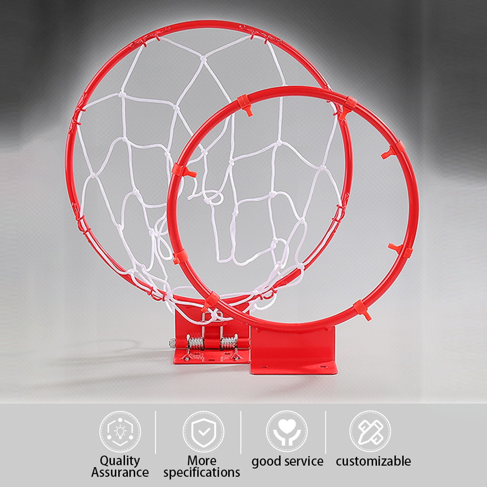 Heavy Duty Steel Replacement Basketball Rim and Net Portable Weather System for Indoor Outdoor Use