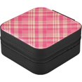 thumbnail image 3 of GZHJMY Pink Plaid Small Jewelry Box, Portable Leather Travel Jewelry Storage Case for Rings Earrings Necklace Bracelets, 3 of 7