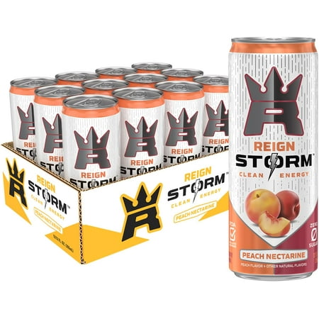 REIGN Storm  Peach Nectarine  Fitness & Wellness Energy Drink  12 Fl Oz (Pack of 12)