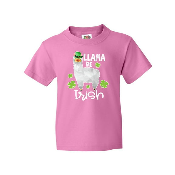 Inktastic St. Patrick's Day Llama Be Irish with Green Shamrocks Youth T-Shirt