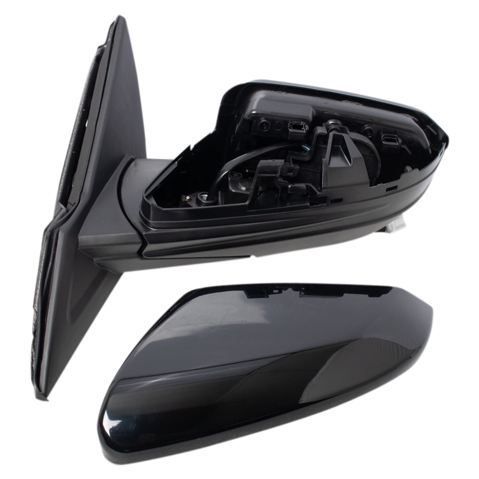 TRQ Driver & Passenger Side Power Mirror Set Paint to Match Smooth Black Fits 2017-2021 Honda Civic Hatchback LX Sport Type R HO1320342 HO1321342