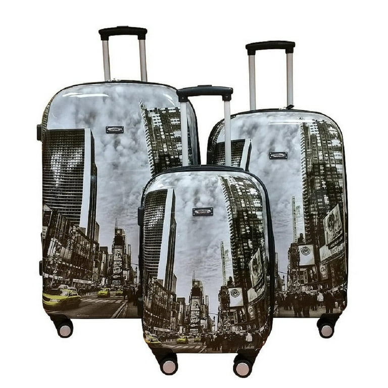 Kemyer Hard Shell Wheeled Spinner 3 Piece Luggage Set One Size Times Square