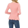 thumbnail image 5 of SSOULM Women's Long Sleeve Stetchy Knit Ruffle Hem Peplum Blouse Top with Plus Size, 5 of 5