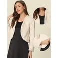 thumbnail image 2 of DARING DIVA Women's Faux Fur Cropped Open Front Jacket Bolero Coat XL Beige, 2 of 6