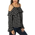 thumbnail image 2 of I.N.C Womens Bell Sleeve Cold Shoulder Blouse, Black, Large, 2 of 2