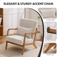 thumbnail image 3 of Mid Century Modern Accent Chair, Arm Chair Living Room Chairs with Lumbar Pillow Upholstered Lounge Reading Chair with Solid Wood Frame & Corduroy Fabrics for Living Room Bedroom (Beige), 3 of 6