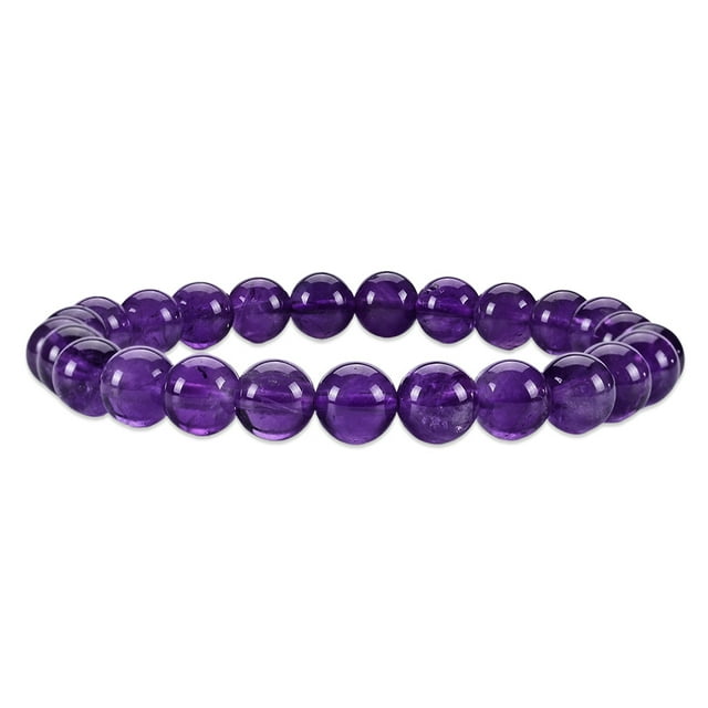 1 pulsera elástica de piedras moradas de 8mm. Cuentas, adecuadas para regalos de cumpleaños para hombres y niñas.