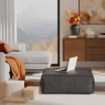 thumbnail image 4 of Simpli Home Simpli Home Brody 36 inch Wide Boho Square Extra Large Coffee Table Pouf in Distressed Black Vegan Faux Leather, 4 of 6