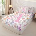 thumbnail image 2 of Homewish Girls Pink Flower Zipper Twin Comforter Sets with Fitted Sheet and 2 Pillowcases,Garden Floral Zipper Bedding Set,Personalized Initial A,Pink Reversible,4 Pieces, 2 of 7