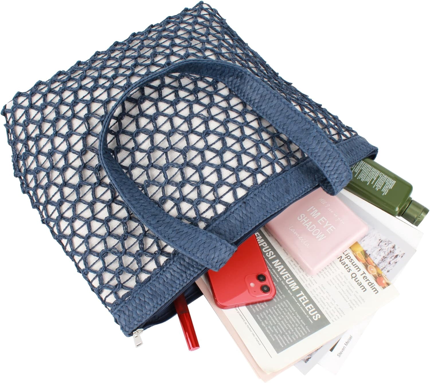LinYooLi Cotton Crochet Beach Tote Bohemian Handmade Top Handle Bag Small Summer Boho Bag