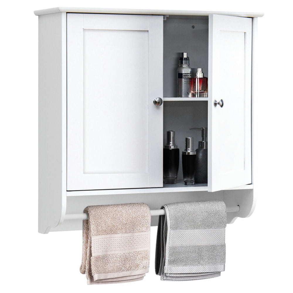 Finihen Bathroom Wall Cabinet, Wall Mounted Bathroom Cabinet, Medicine Cabinet, Wall Mounted Bathroom Storage Medicine Cabinet with Towel Bar, White Finihen Bathroom Wall Cabinet, Wall Mounted Bathroom Cabinet, Medicine Cabinet, Wall Mounted Bathroom Storage Medicine Cabinet with Towel Bar, White