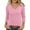 Pink, variant on MIUOWANP Women's Casual 3/4 Sleeve Tops Summer Solid Color Temperament V-neck Loose Comfy Pullover Top Light Blue S