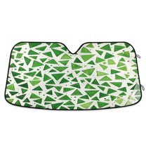 Yayeee Car Windshield Sun Shade Universal Fit Front Visor Protector, Green Dot Triangles Pattern