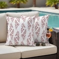 thumbnail image 4 of Red Botanical Outdoor Waterproof Pillow Covers, Pastoral Elegant Spring Floral Decorative Square Throw Pillowcase Sofa Cushion Sham for Patio/Couch/Chair, 20"x20" 2 Pack, 4 of 8