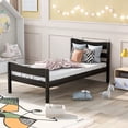 thumbnail image 2 of Twin Size Wood Platform Bed with Headboard and Wooden Slat Support, 2 of 7