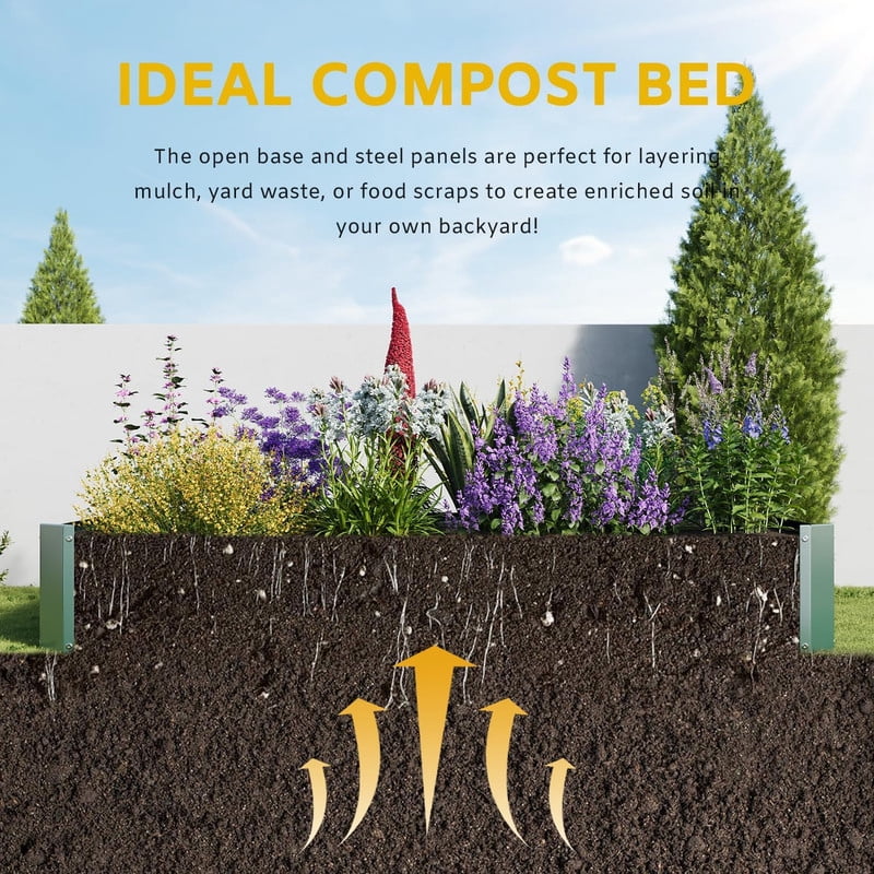 Metal Galvanized Raised Garden Bed Kit, 4 x 2 x 1 ft Galvanized Steel Raised Garden Planter Box Outdoor with Open Base for Growing Vegetables Flowers Herbs Fruits, 1 PC