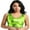 Fluorescent Green, variant on Women's Shiny Metallic Vest Rave Festival Clubwear Crop Top Dance Tank Tops Blouse Dancewear