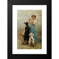 thumbnail image 2 of Vincenzo Caprile 12x18 Black Modern Framed Museum Art Print Titled - Young Woman Feeding Goats (1893), 2 of 5