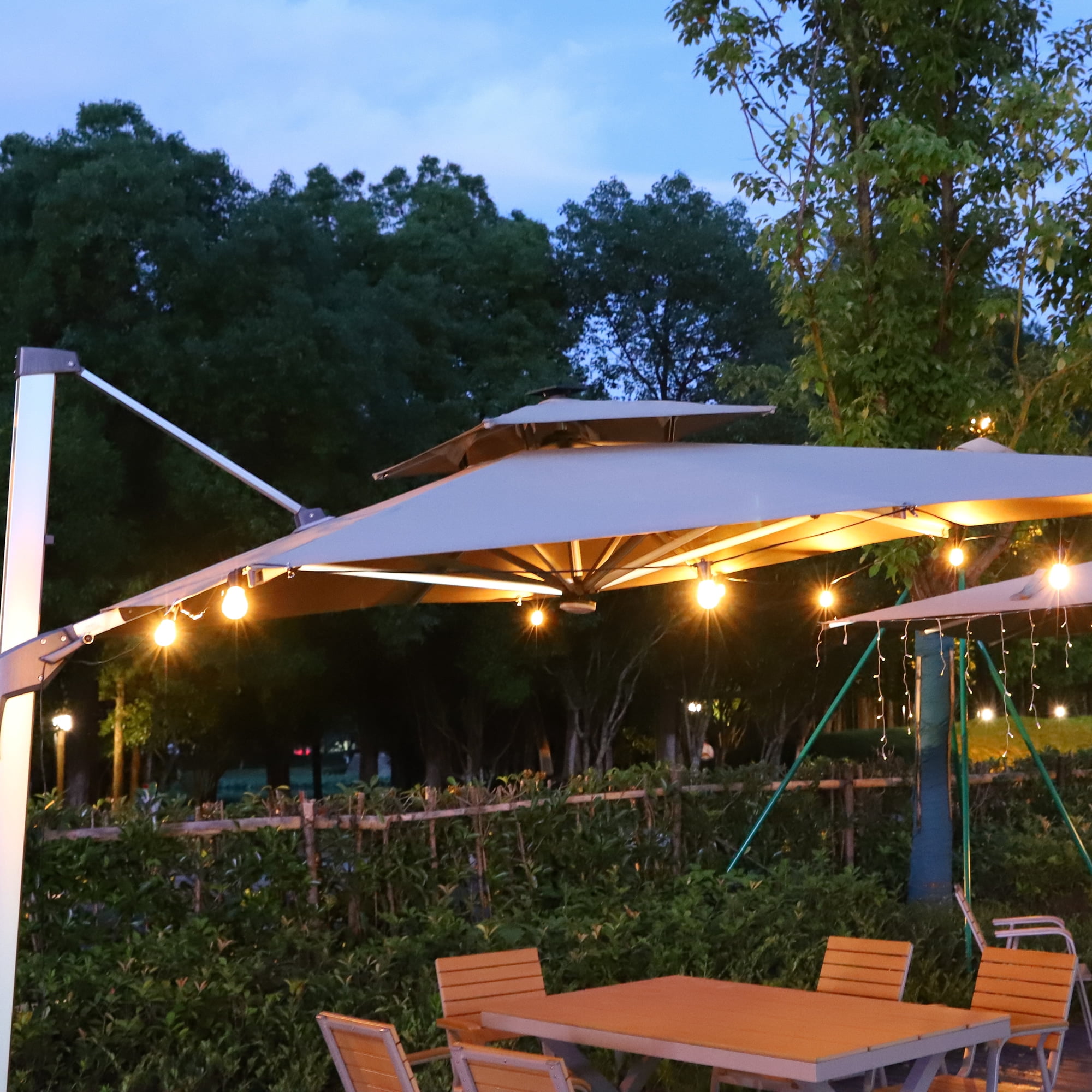 62FT LED Outdoor String Light, Warm White to White Color Changing, Waterproof Low Voltage for Patio Garden Gazebo Bistro Café Backyard