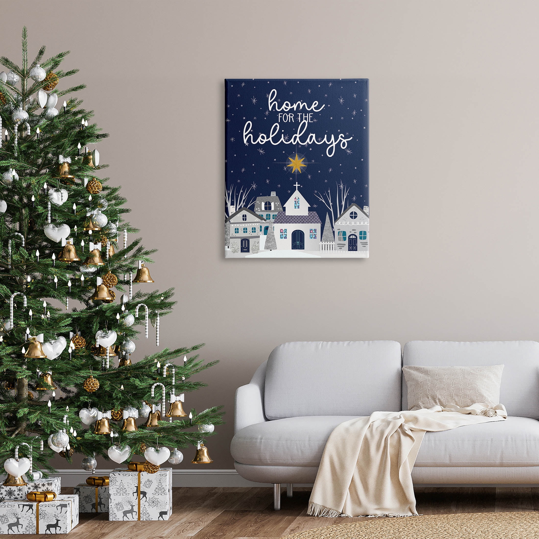 Stupell Industries Home For The Holidays Night Sky Graphic Art Gallery Wrapped Canvas Print Wall Art, Design by Linda Birtel