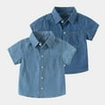 thumbnail image 4 of YTDSCS Kids Toddler Denim Shirt for Boys Short Sleeve Casual Button Down Jean Shirt Baby Button up Shirt for 2-10Y, 4 of 8