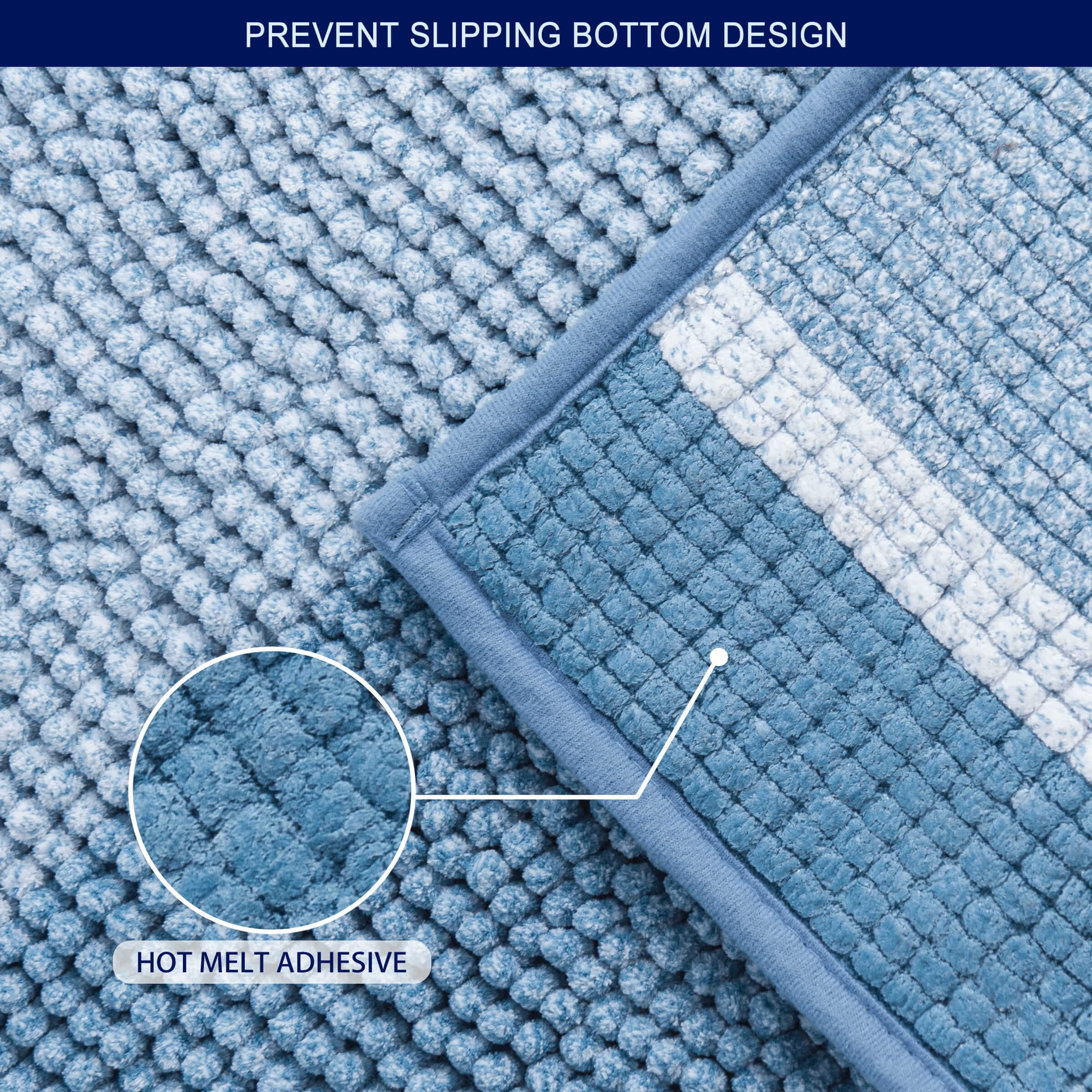Subrtex Bathroom Rugs Chenille Plush Bath Mat Water Absorbent ,20"x32", Stone Blue