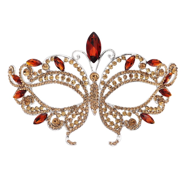 Women Luxury Rhinestone Butterfly Masquerade Blindfold, Metal+Rhinestones Adjustable Strap, for Ball/Party, 6 Colors, 1 Piece