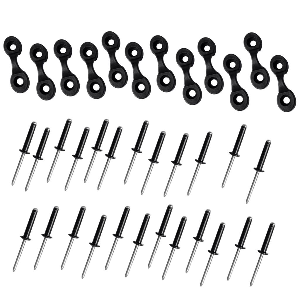 12 Kayak Pad Eyes & 24 Tri Rivets for Kayak Boat Bungee Deck Loops Tie