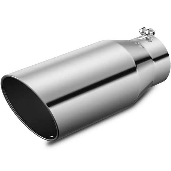 Embout d'Échappement d'Admission 3,5 Po Embouts d'Échappement 3,5” x 5” x 12” en Acier Inoxydable Finition Chromée pour Embout d'Échappement de 3,5 Po de Diamètre Extérieur avec Trou de Drainage Style Voiture (Argent)