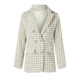 thumbnail image 5 of Womens Tweed Blazers Casual Jackets Long Sleeve Double Open Front Plaid Blazer Jackets, 5 of 8