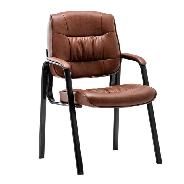 BTEXPERT Chaise de Conférence Latérale en Cuir Brun pour Bureau Exécutif Salle d'Attente Réception d'Invités, BB5046BR