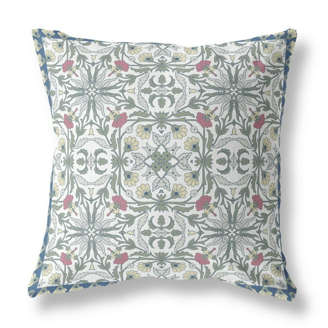 Amrita Sen Jahan Paisley Oreiller Extérieur Intérieur Soufflé et Fermé par Amrita Sen en Blanc Vert Rouge