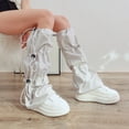 thumbnail image 6 of Women Punk Baggy Stacked Leg Warmers Gaiters with Drawstring Cargo Foot Covers Flared Footless Long Socks Streetwear, 6 of 11