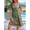 thumbnail image 2 of Vestido Zeagoo para mujer, estampado verde bohemio, talla M, 2 of 6