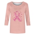 thumbnail image 3 of Jinhomg Fight Breast Cancer Awareness Tops for Women Trendy Pink Ribbon Graphic Tees Casual Comfort 3/4 Sleeve Crew Neck Holiday Blouse Fall Dressy Going Out Wear Pink XXL, 3 of 4